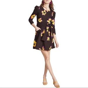NWT A.L.C. Stella Silk Floral Print 3/4 Sleeve Casual dress